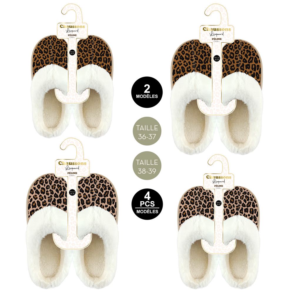 Chaussons leopard ass t36-37/38-39 2mods /8pcs