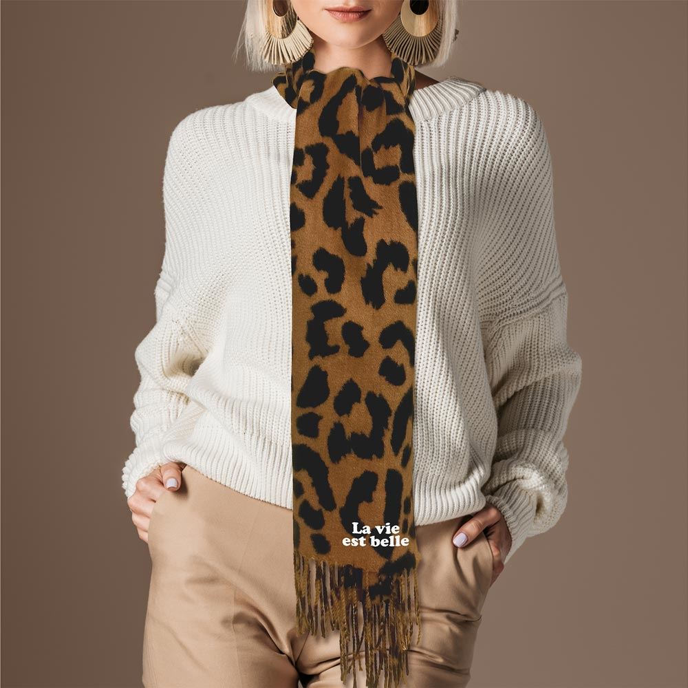 Echarpe leopard la vie est belle