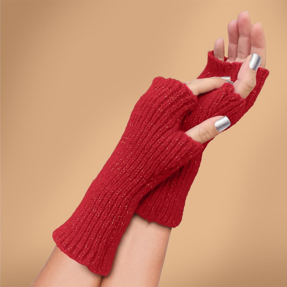 Mitaines hiver a paillettes rouge