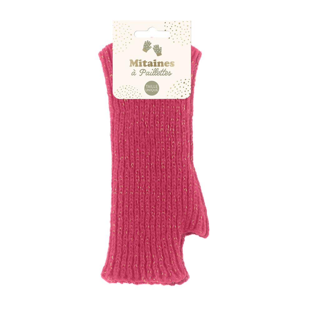 Mitaines hiver a paillettes fuchsia