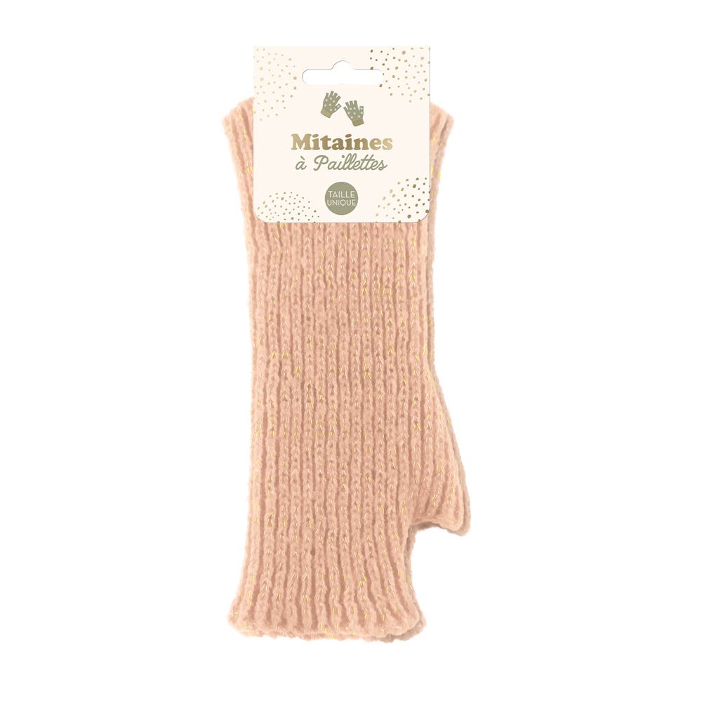 Mitaines hiver a paillettes saumon