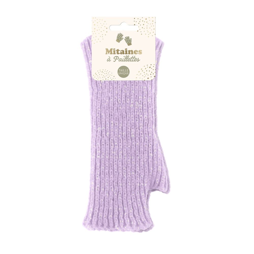 Mitaines hiver a paillettes lilas