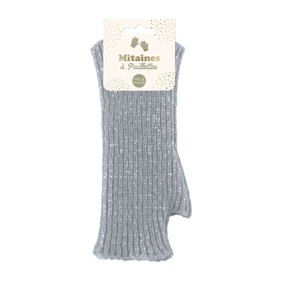 Mitaines hiver a paillettes gris
