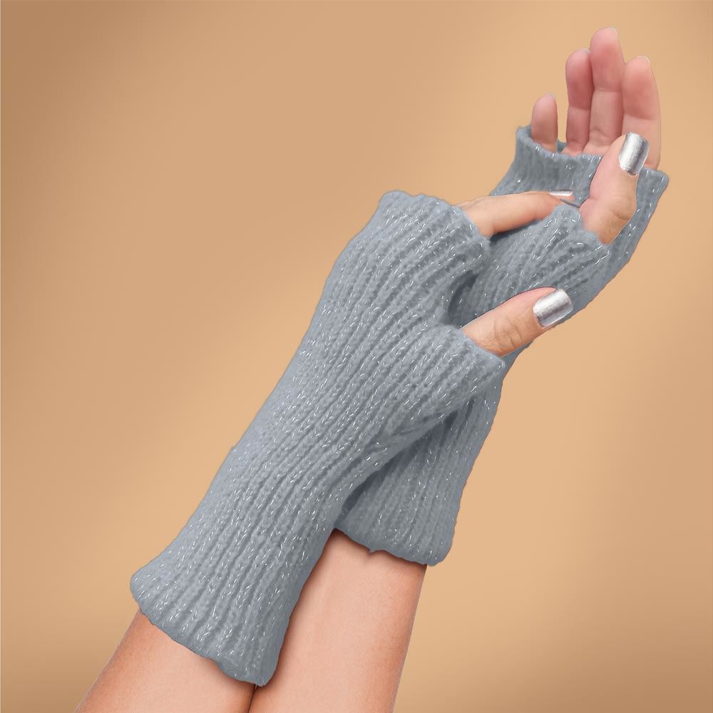 Mitaines hiver a paillettes gris