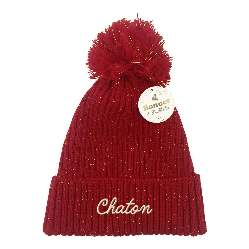 Bonnet hiver a paillettes chaton