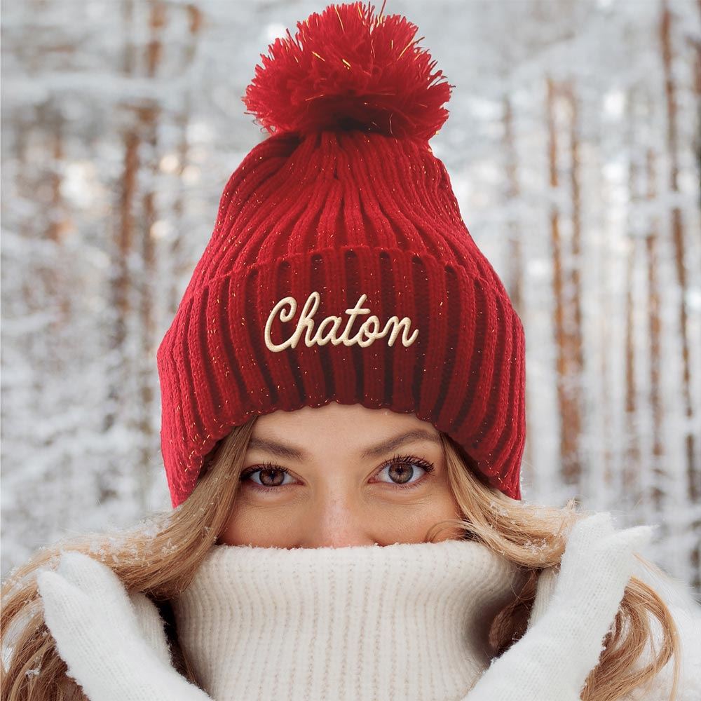 Bonnet hiver a paillettes chaton