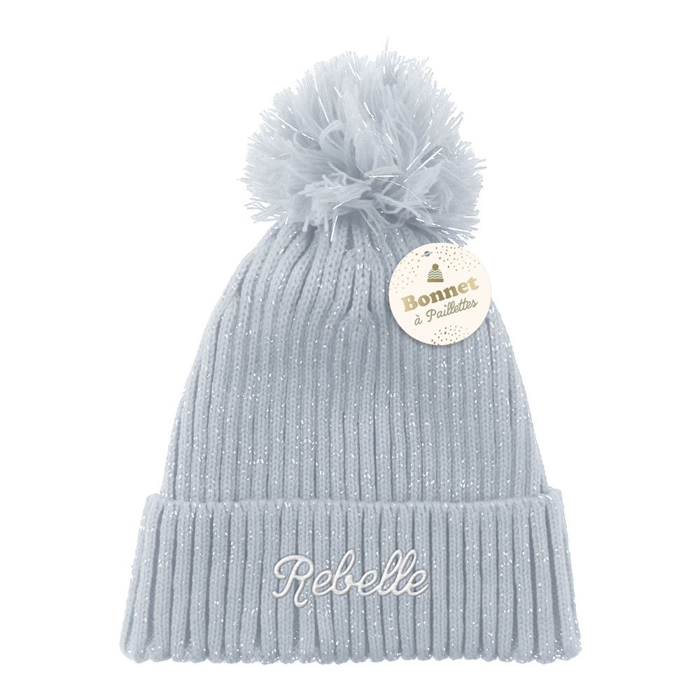 Bonnet hiver a paillettes rebelle