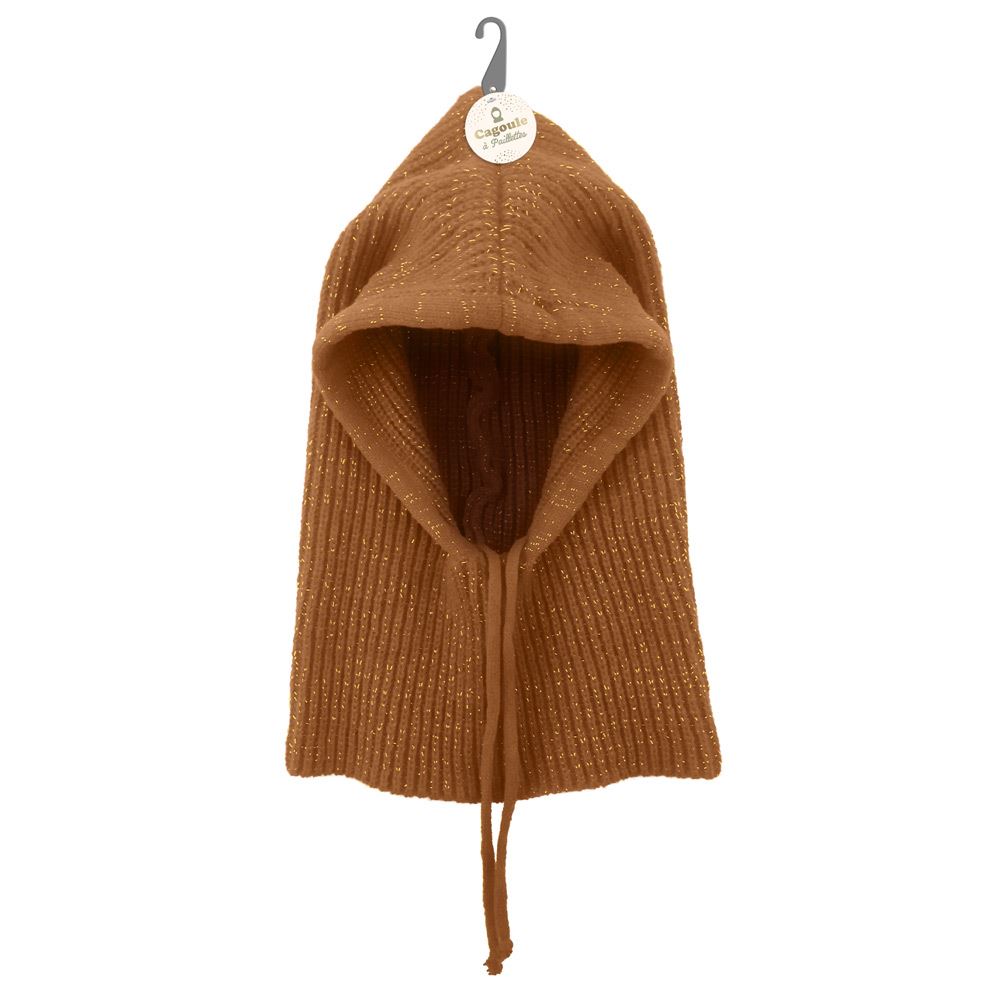 Cagoule hiver a paillettes vieux rose