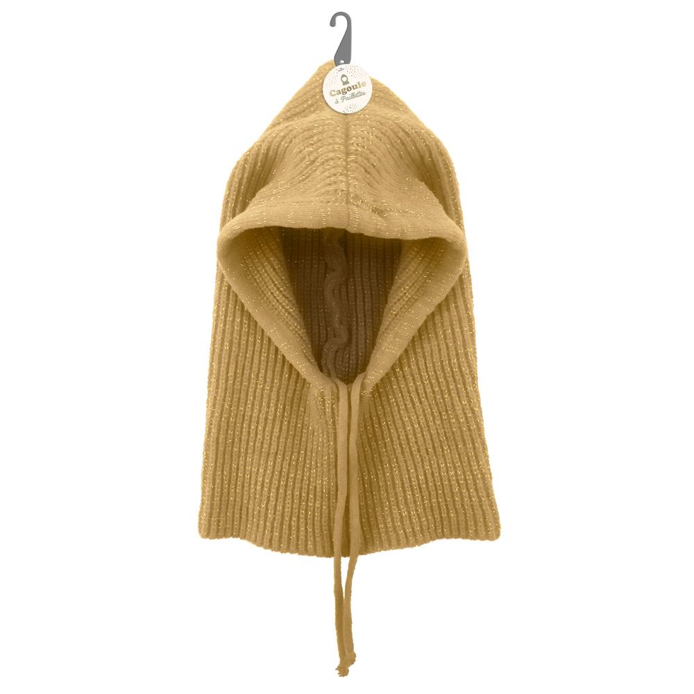 Cagoule hiver a paillettes beige