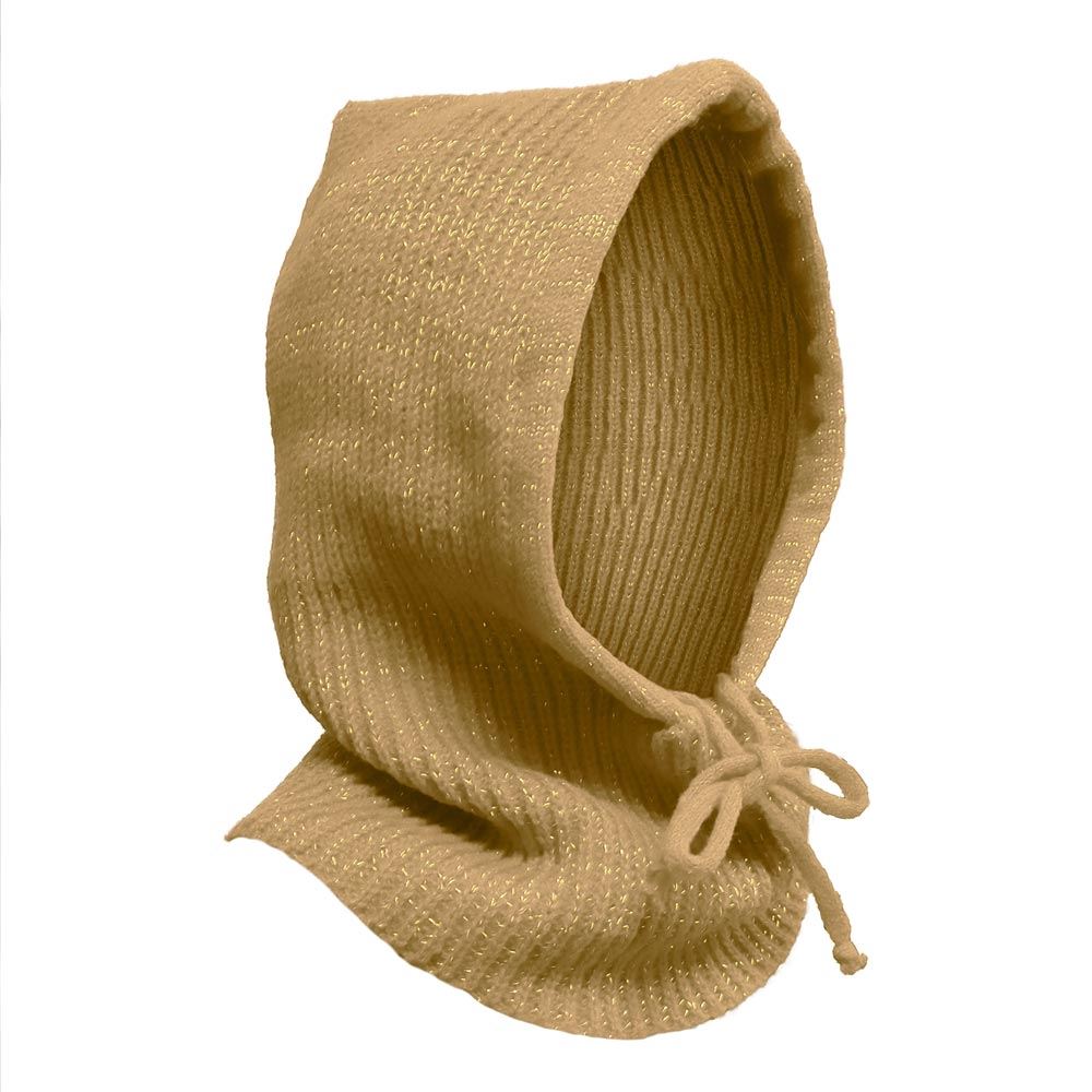 Cagoule hiver a paillettes beige