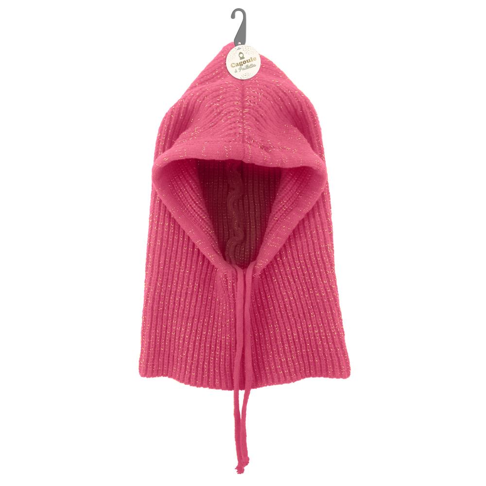 Cagoule hiver a paillettes fuchsia