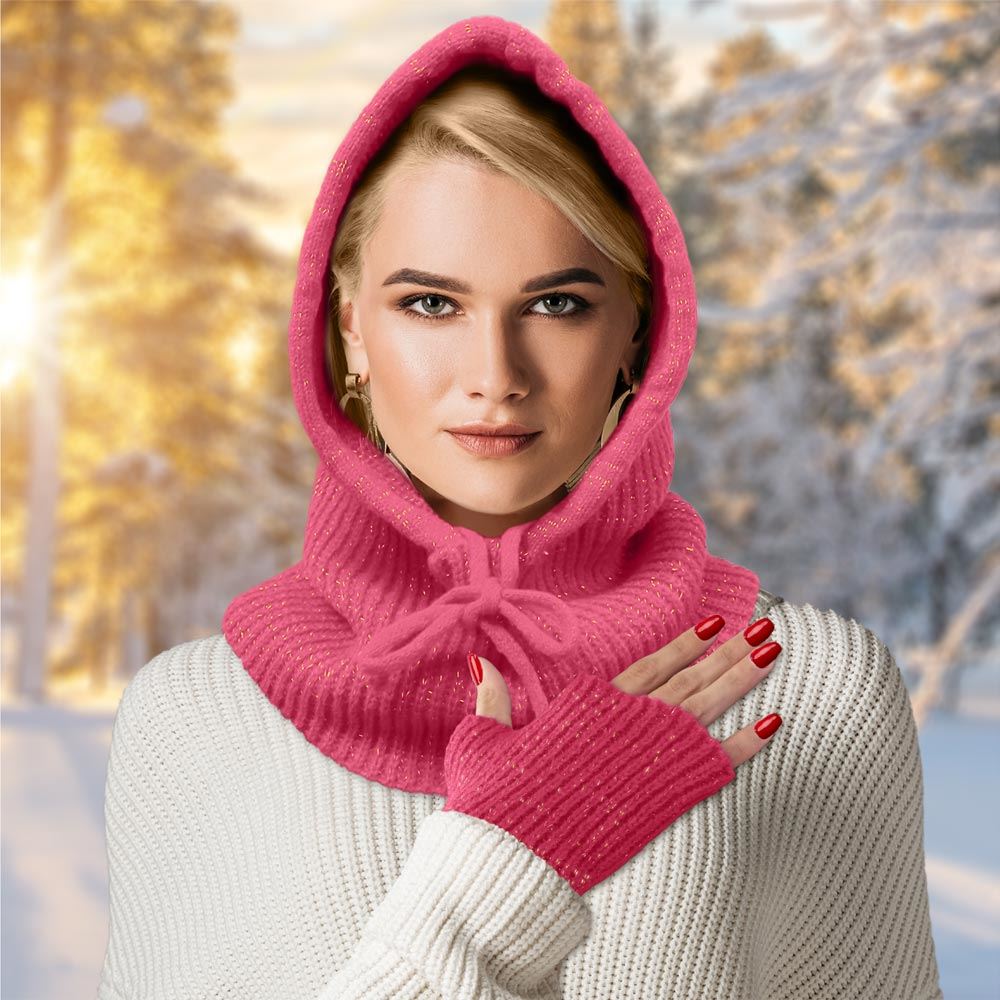 Cagoule hiver a paillettes fuchsia