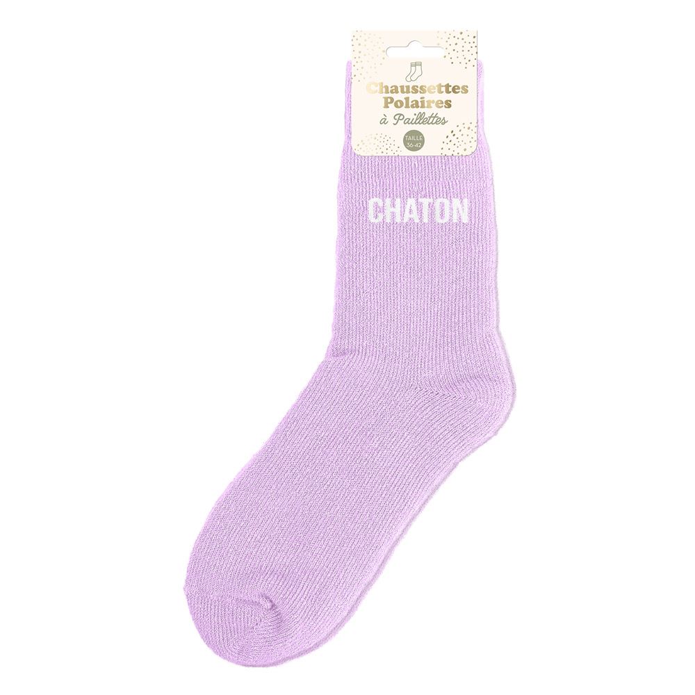Chaussettes hiver a paillettes chaton