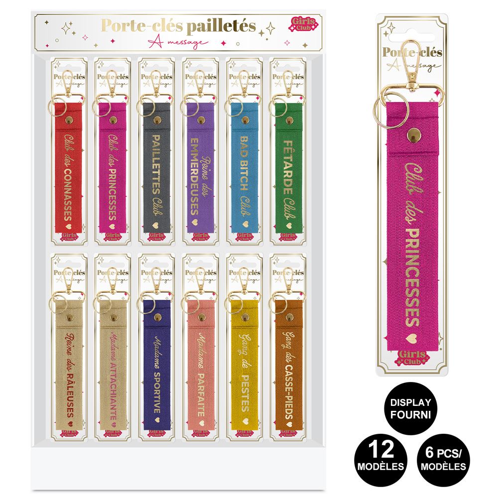 Display porte cles laniere paillettes 12mods /72pcs