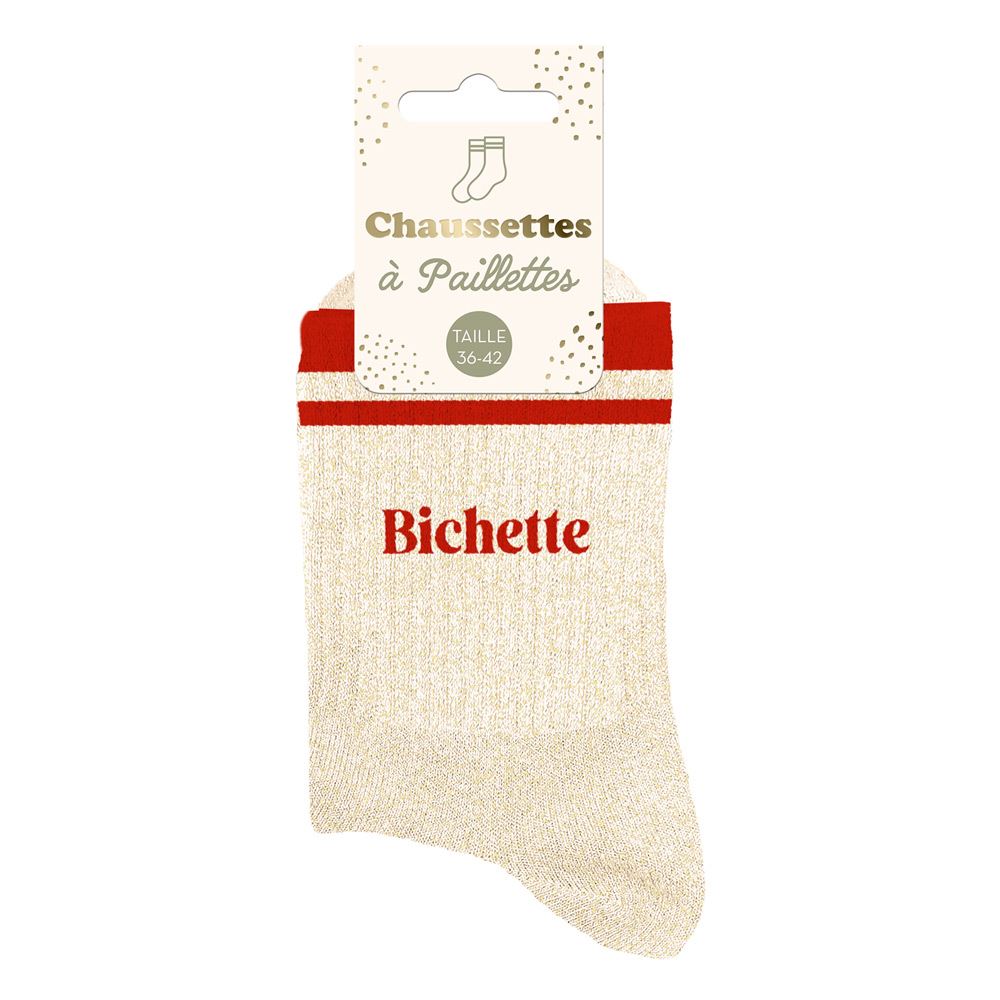 Chaussettes paillettes a bandes bichette