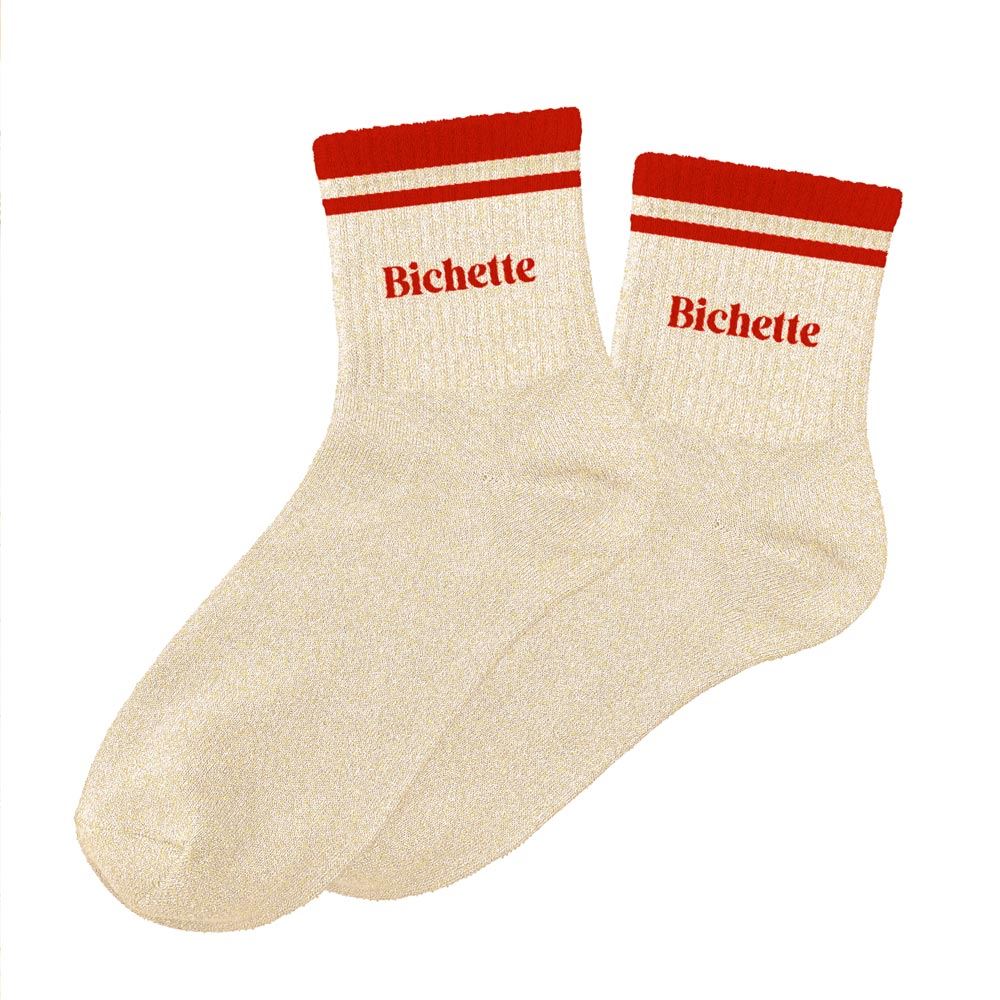 Chaussettes paillettes a bandes bichette