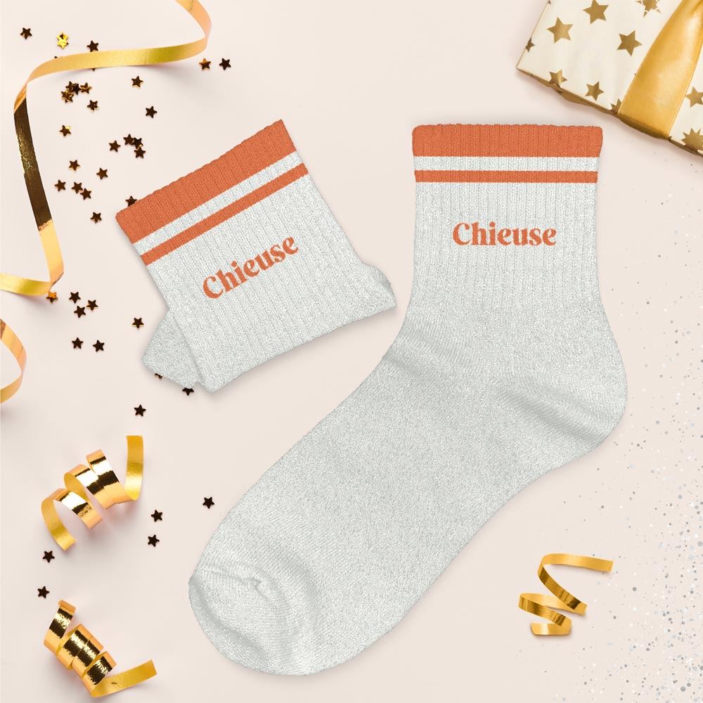 Chaussettes paillettes a bandes chieuse