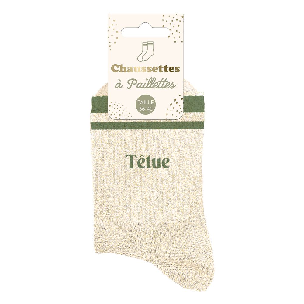 Chaussettes paillettes a bandes tetue