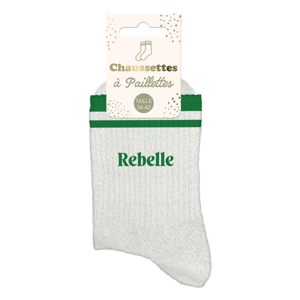 Chaussettes paillettes a bandes rebelle