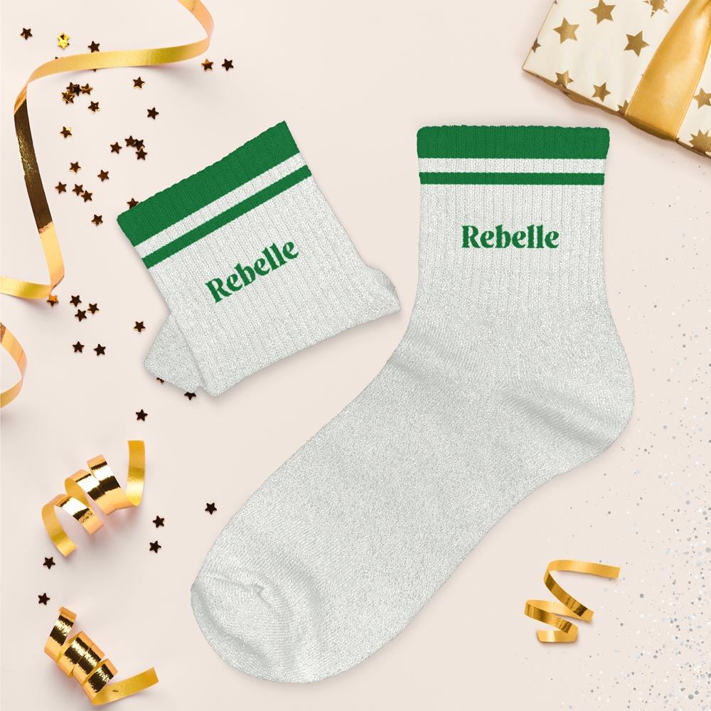 Chaussettes paillettes a bandes rebelle