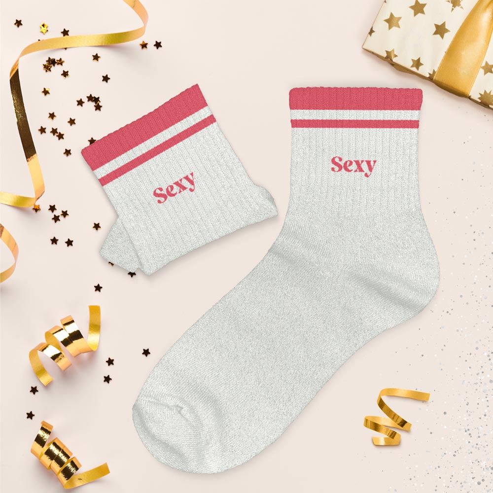 Chaussettes paillettes a bandes sexy