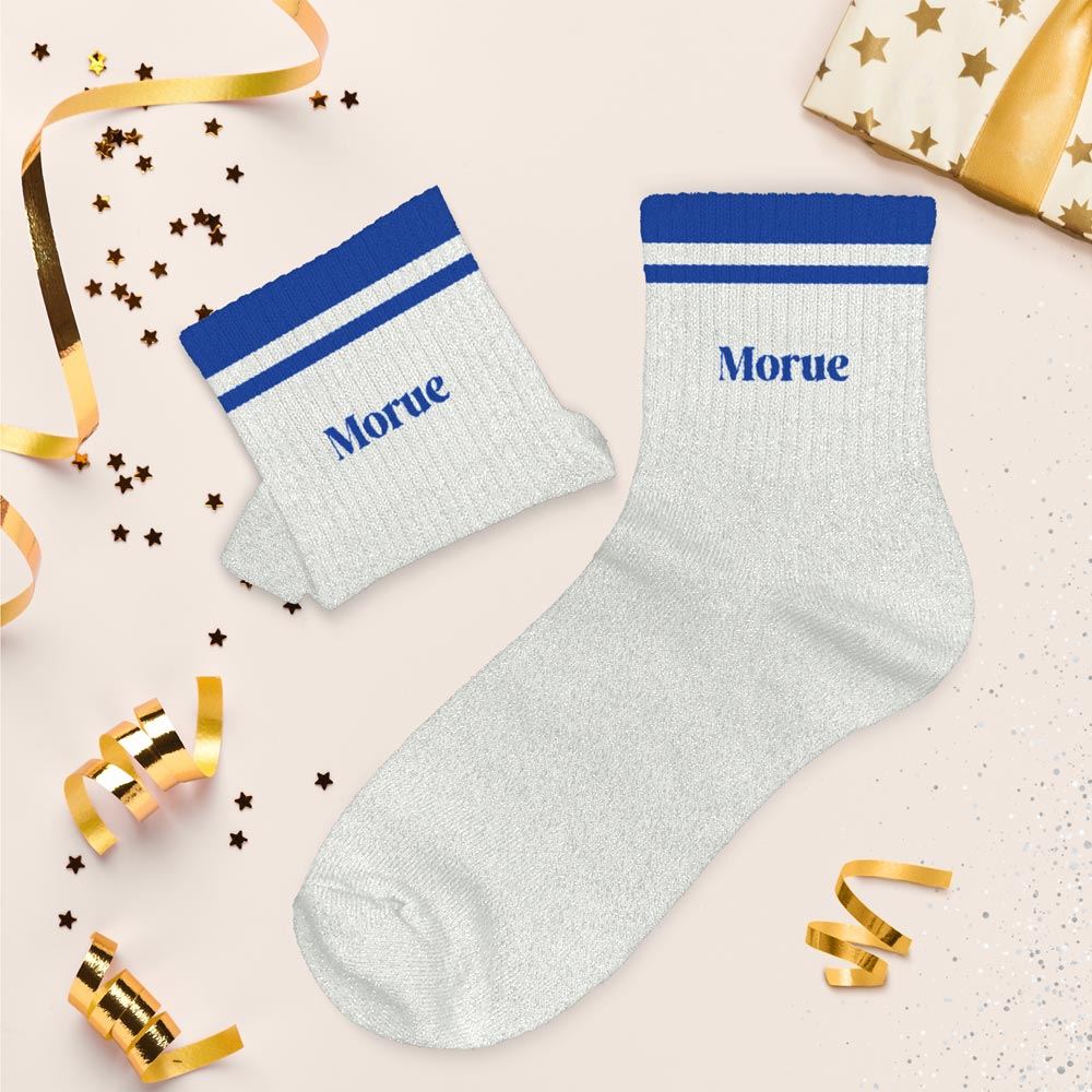 Chaussettes paillettes a bandes morue