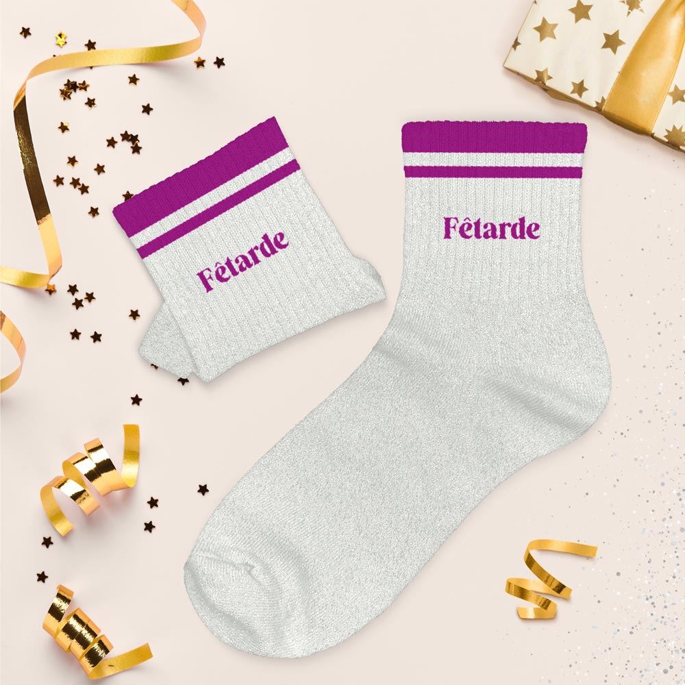 Chaussettes paillettes a bandes fetarde