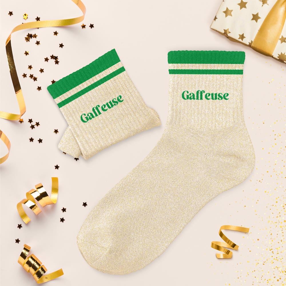 Chaussettes paillettes a bandes gaffeuse