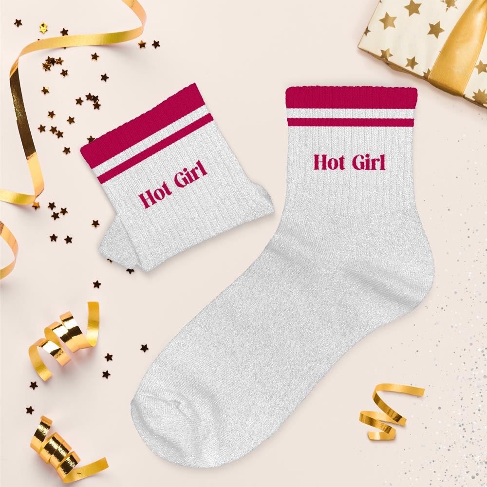 Chaussettes paillettes a bandes hot girl