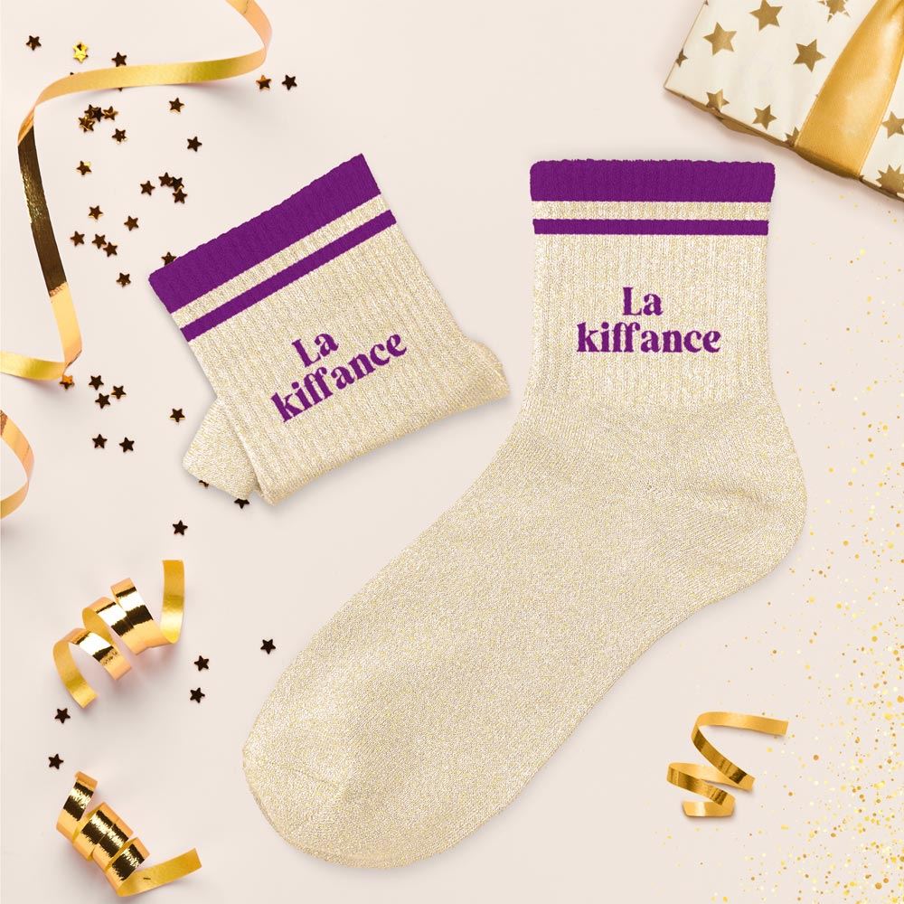 Chaussettes paillettes a bandes la kiffance