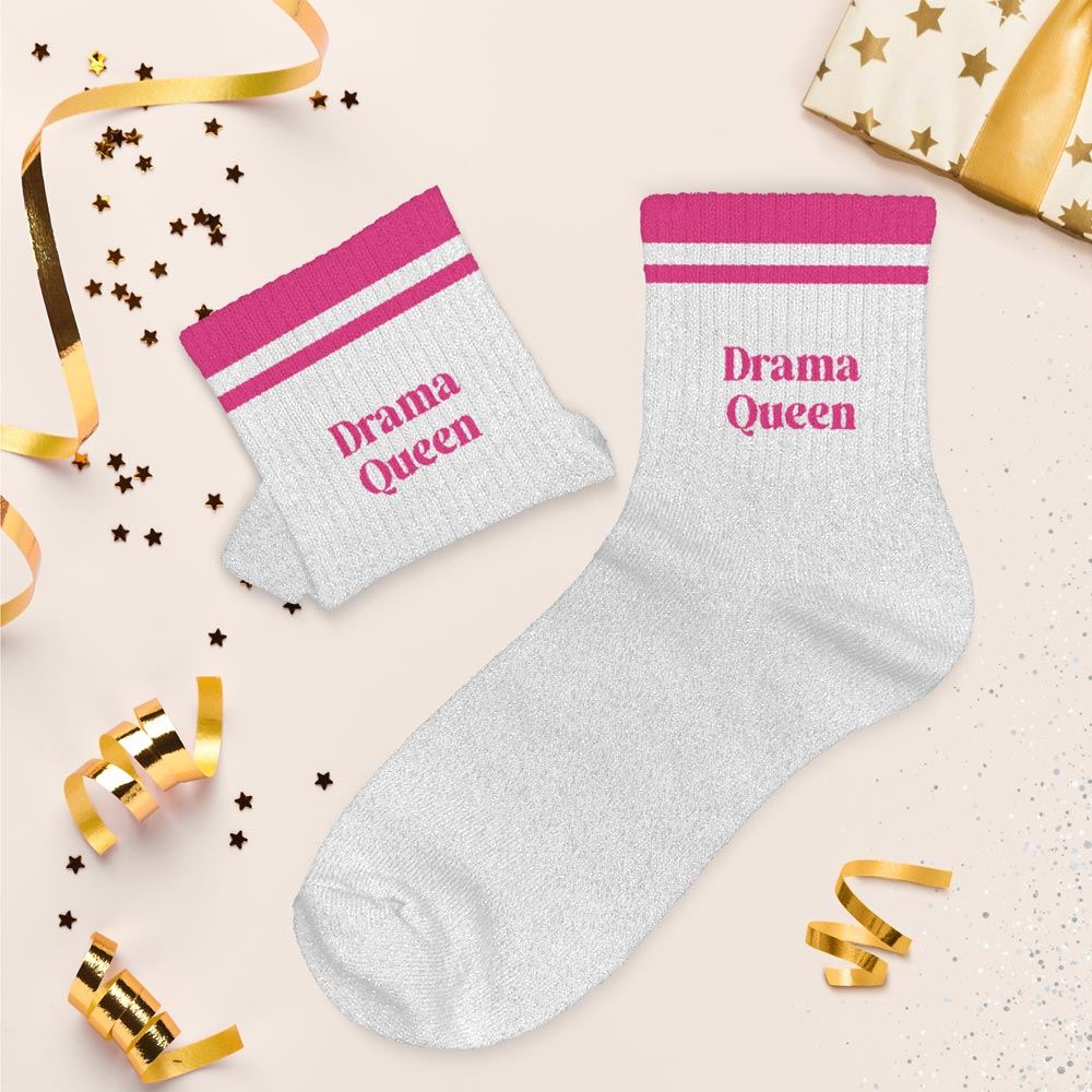 Chaussettes paillettes a bandes drama queen