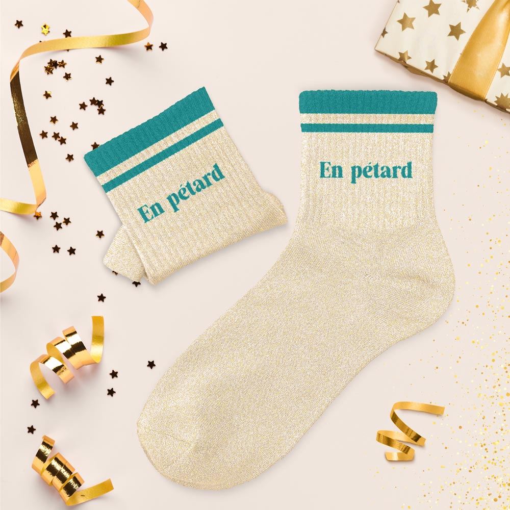 Chaussettes paillettes a bandes en petard