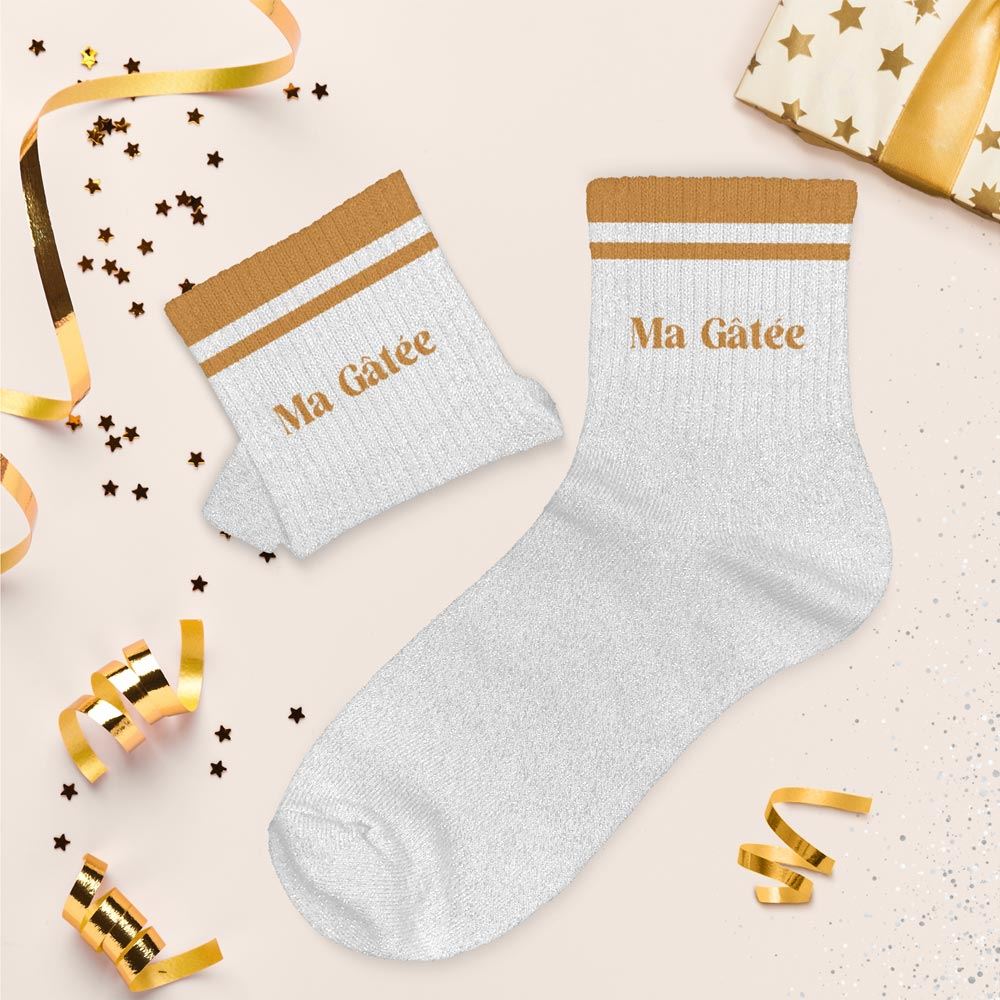 Chaussettes paillettes a bandes ma gatee