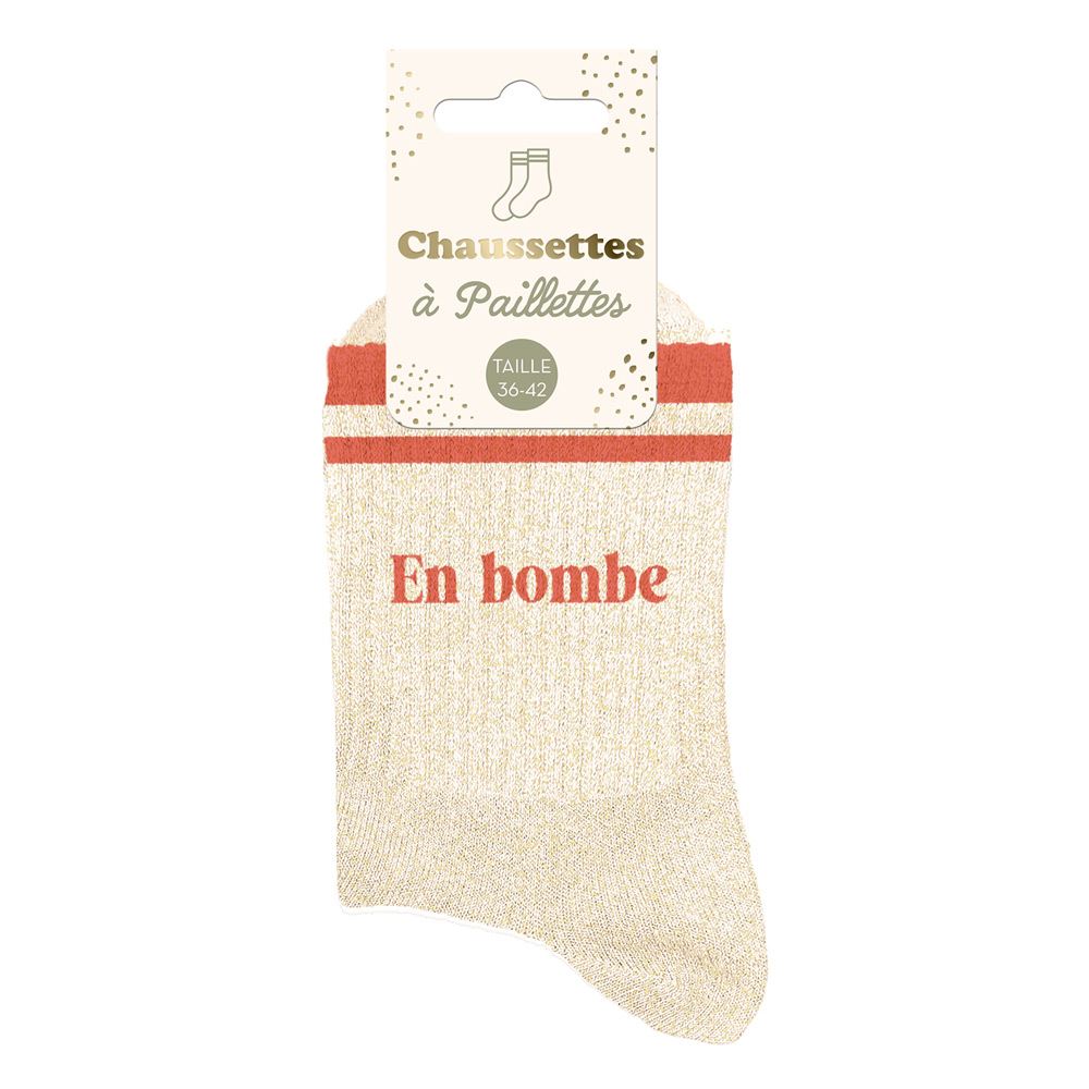 Chaussettes paillettes a bandes en bombe