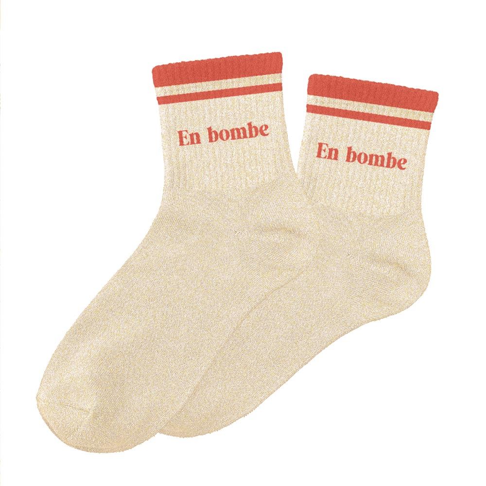 Chaussettes paillettes a bandes en bombe