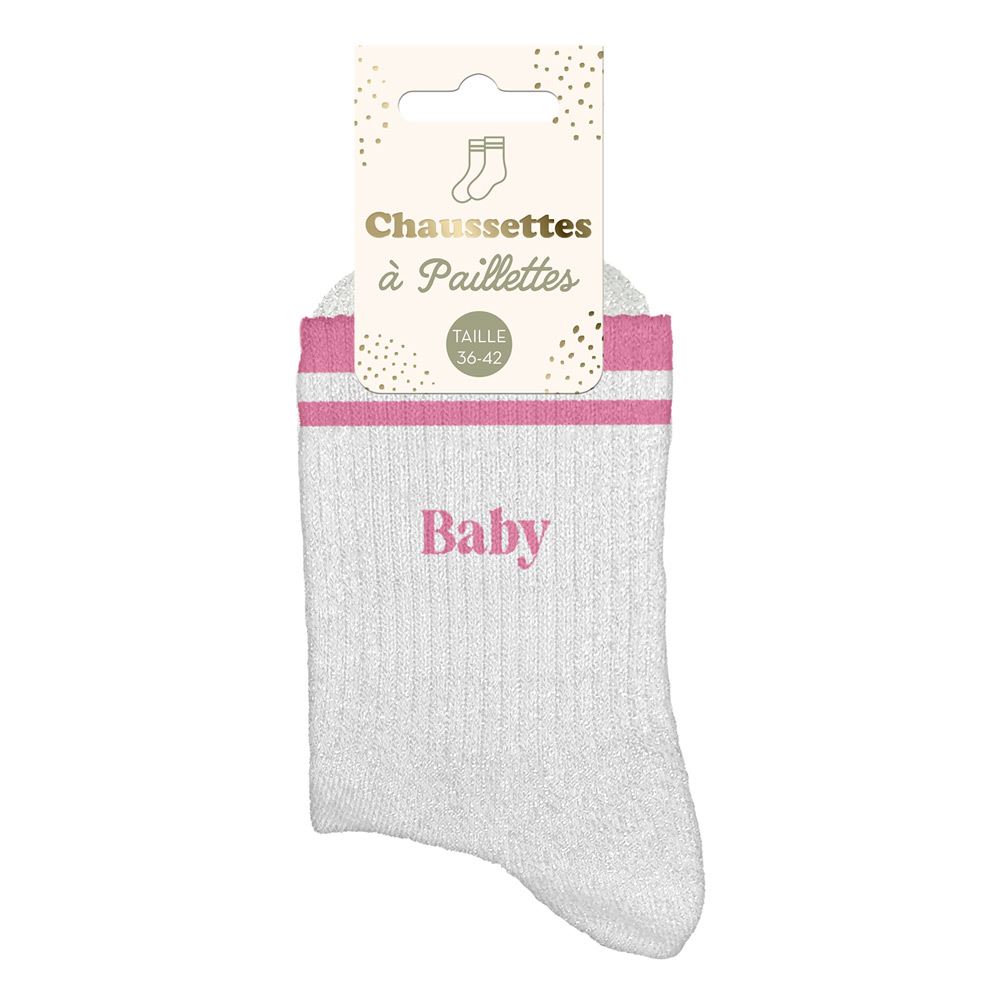 Chaussettes paillettes a bandes baby