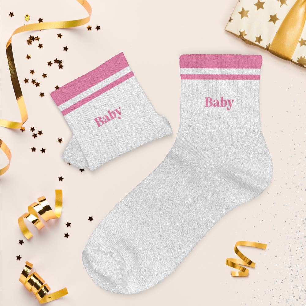 Chaussettes paillettes a bandes baby