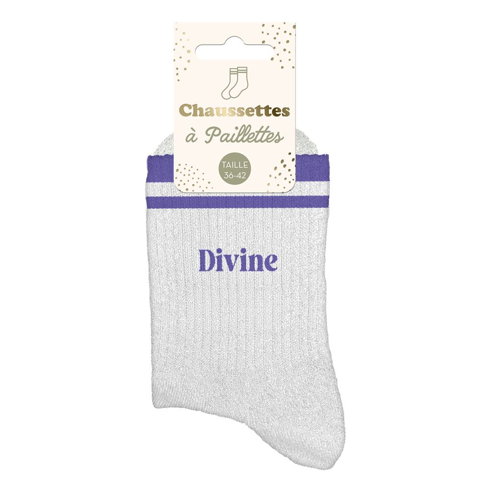 Chaussettes paillettes a bandes divine