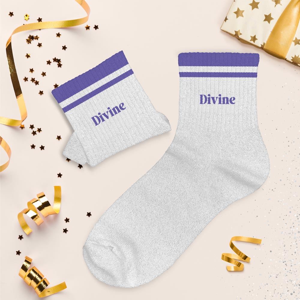 Chaussettes paillettes a bandes divine