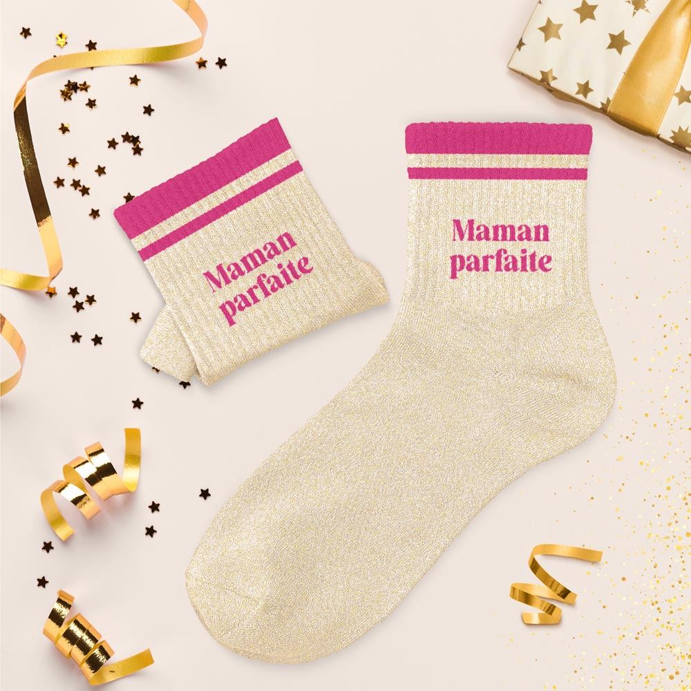 Chaussettes paillettes a bandes maman parfaite