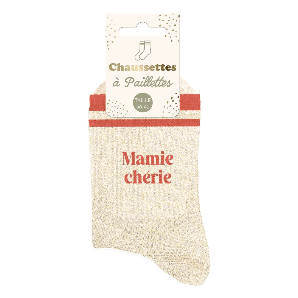 Chaussettes paillettes a bandes mamie cherie