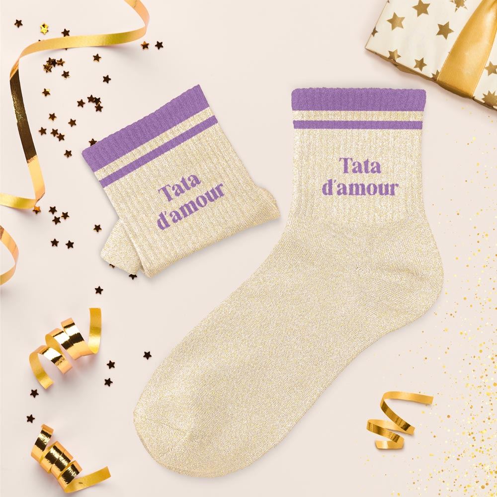 Chaussettes paillettes a bandes tata d amour