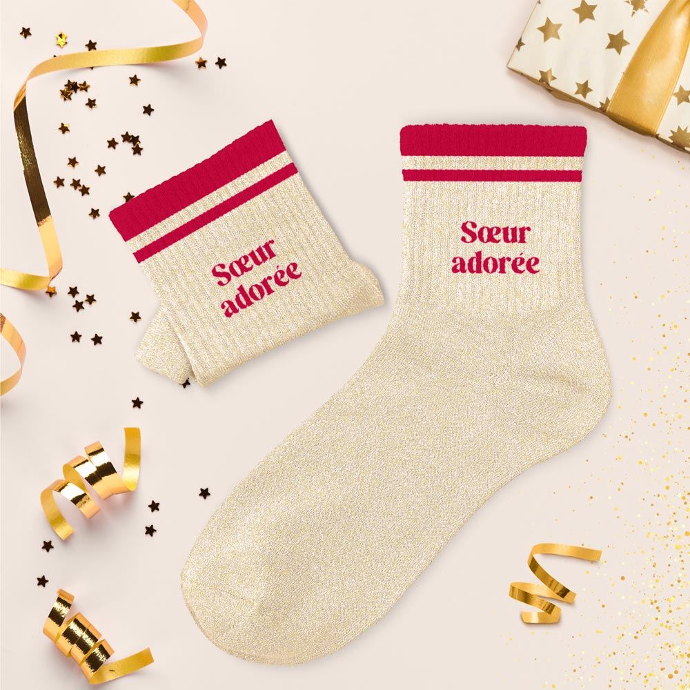 Chaussettes paillettes a bandes sŒur adoree