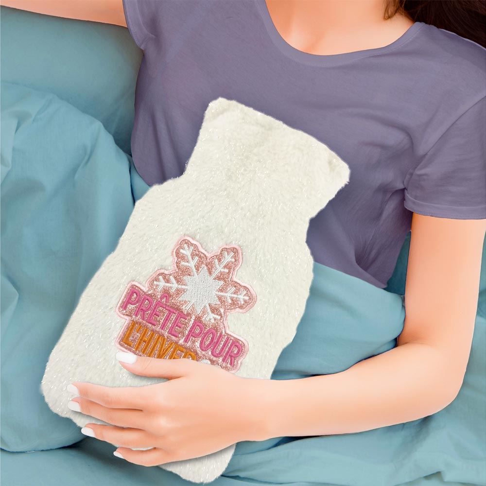 Bouillotte patch paillettes prete pour l hiver