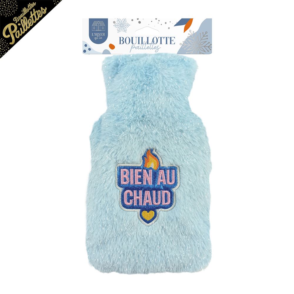 Bouillotte patch paillettes bien au chaud