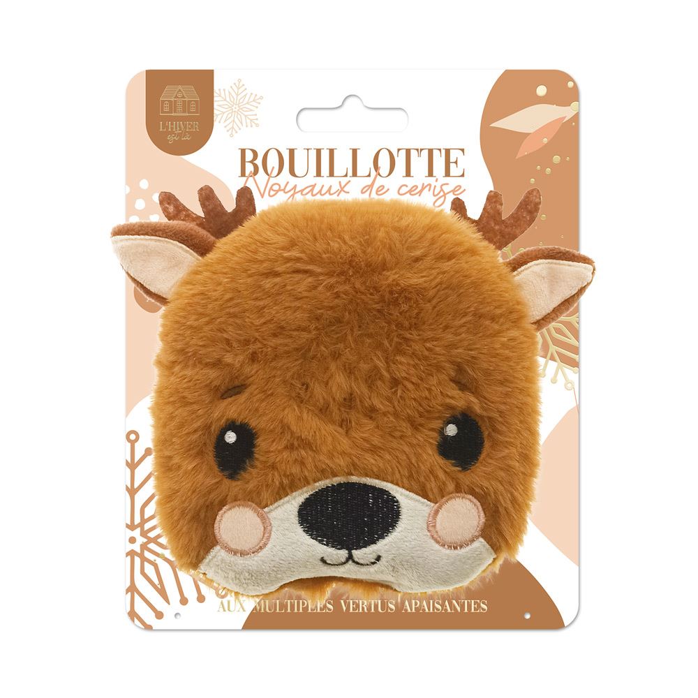Bouillotte animal noyaux de cerise biche