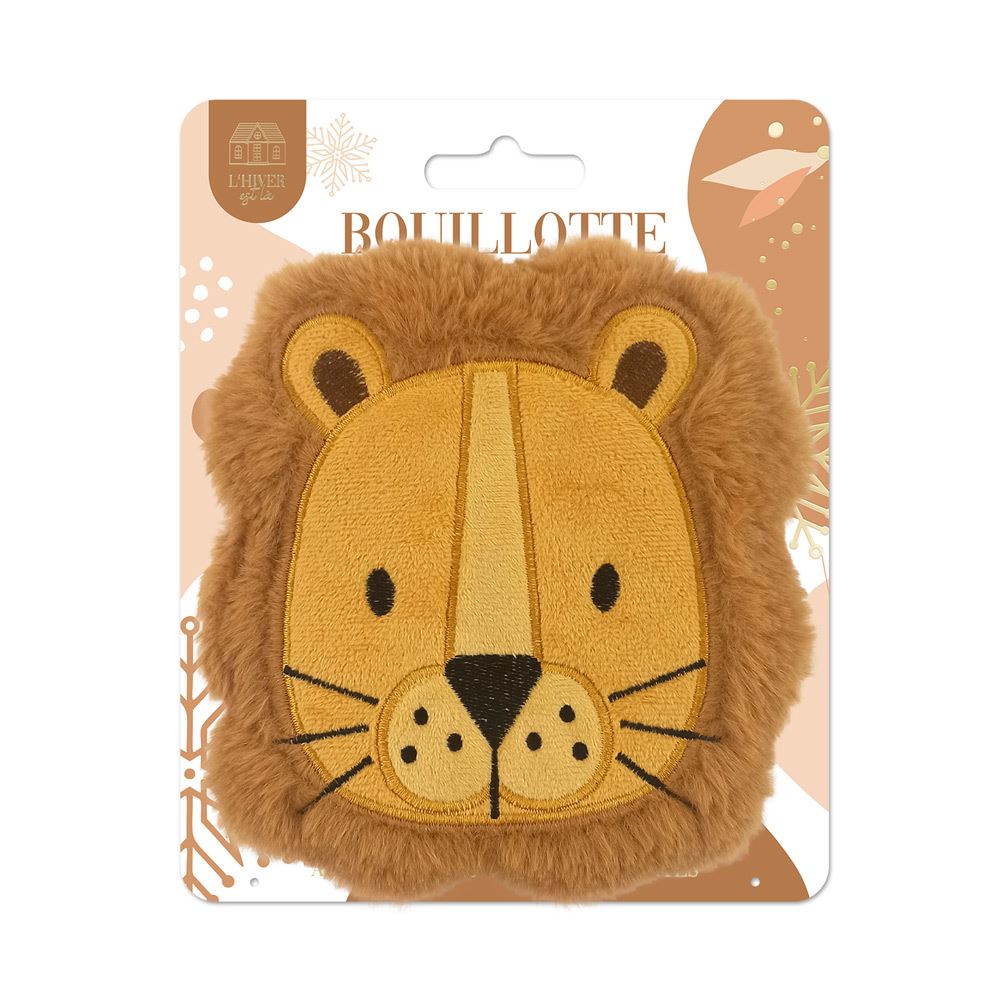 Bouillotte animal noyaux de cerise lion