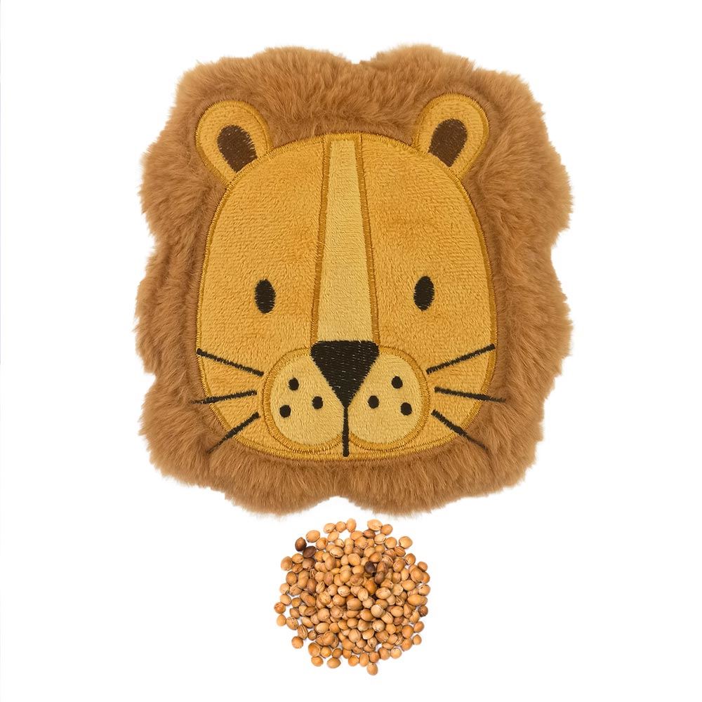Bouillotte animal noyaux de cerise lion