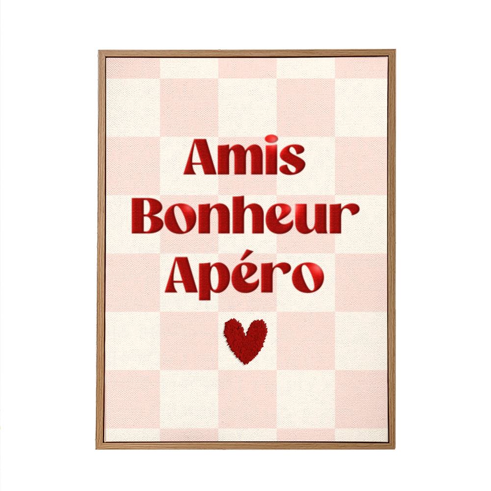 Toile tuftee amis bonheur apero