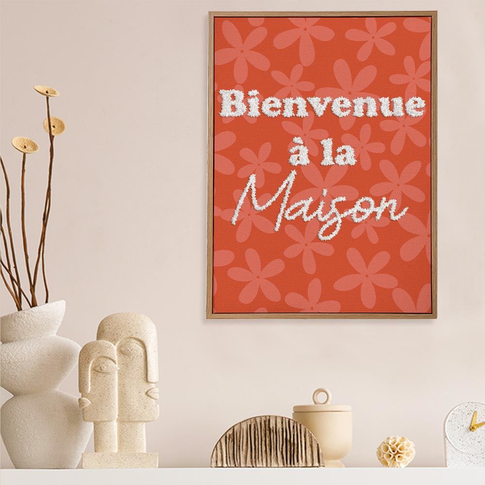 Toile tuftee bienvenue a la maison